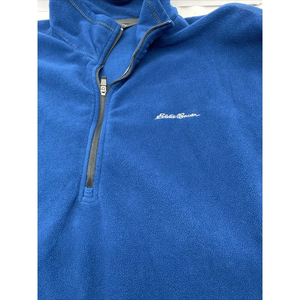 Eddie Bauer Men's TXL Tall Extra Large Blue 1/4 Zip Fleece Pullover Sweater